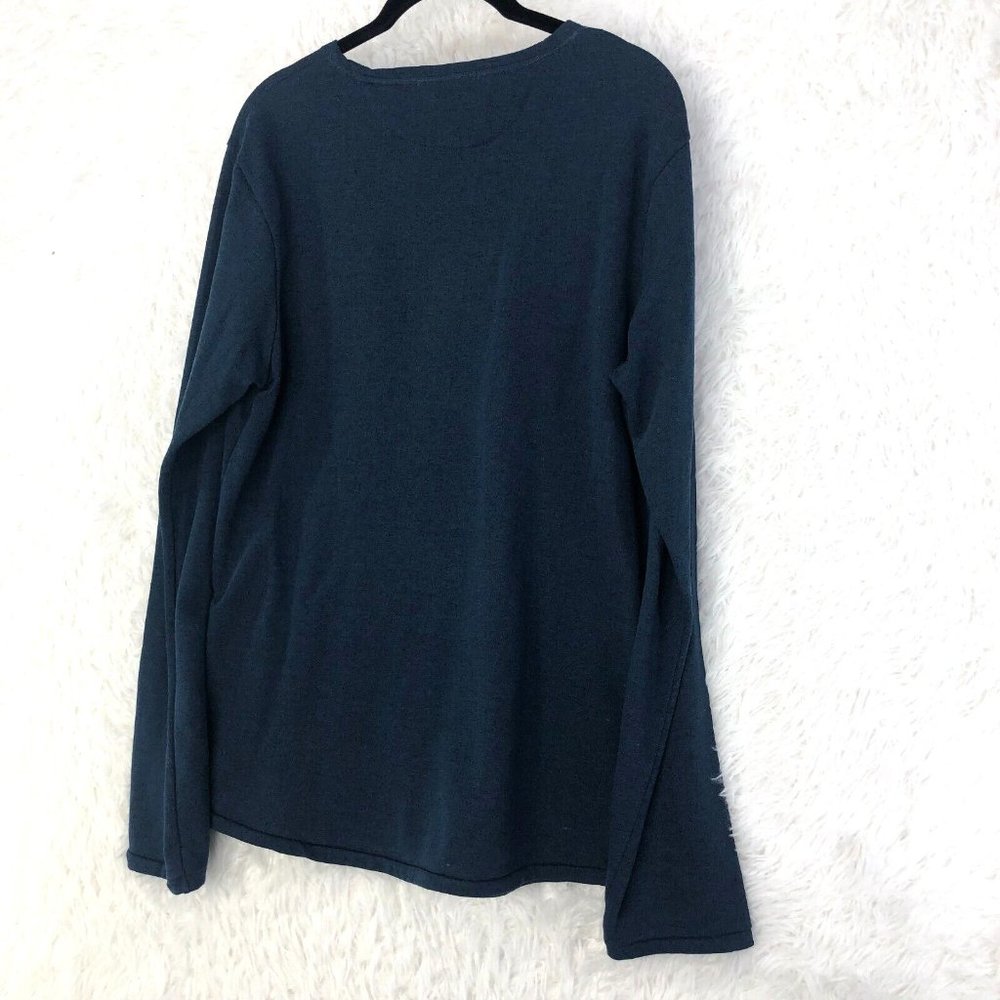 Scotch Soda Shirt Men Medium Blue Bonjour Pullover Pocket Knit Tee Logo Crewneck - Picture 6 of 7